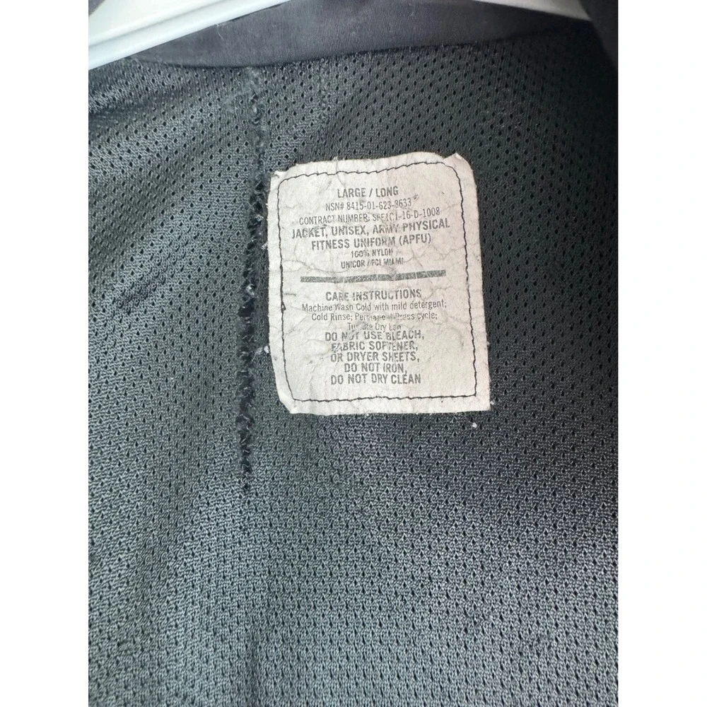 US Army APFU Physical Fitness Uniform Jacket Black Yellow Chevron Large Long